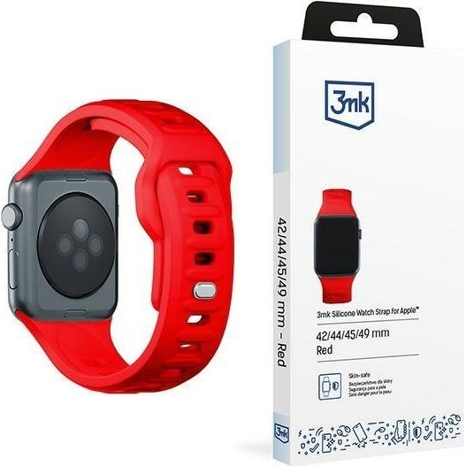 3MK Szilikon Apple Watch Óraszíj 42/44/45/49mm Piros